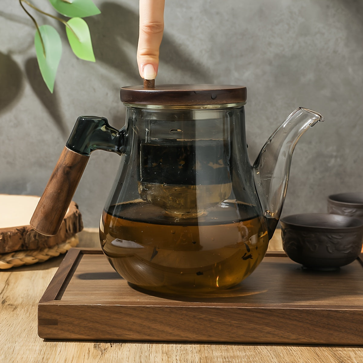 Teapot with Walnut Wood Lid and Handle